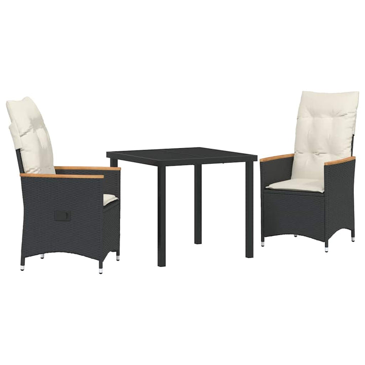 Have Spisebordssæt med pude 3 pcs Sort polyrattan