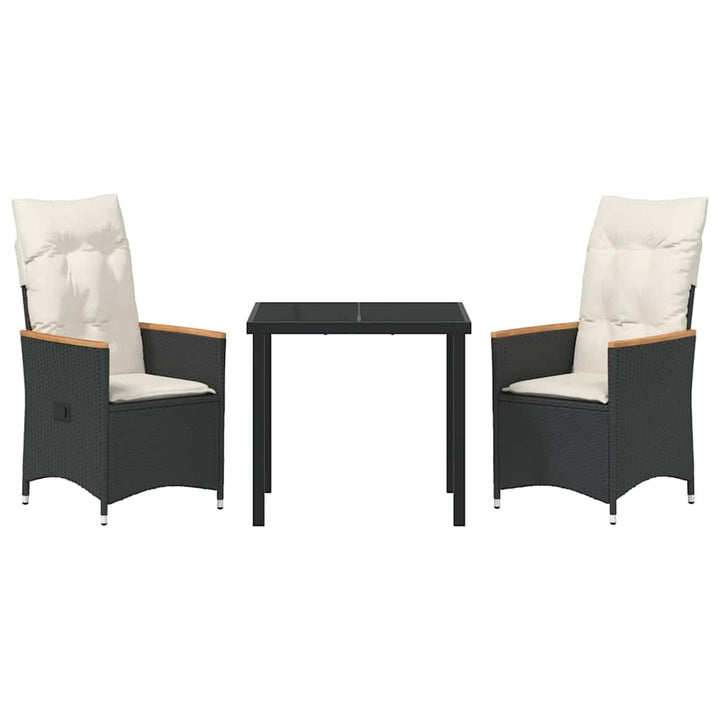 Have Spisebordssæt med pude 3 pcs Sort polyrattan