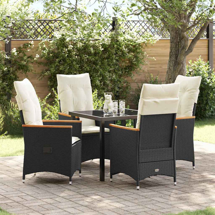Have Spisebordssæt med pude 5 pcs Sort polyrattan