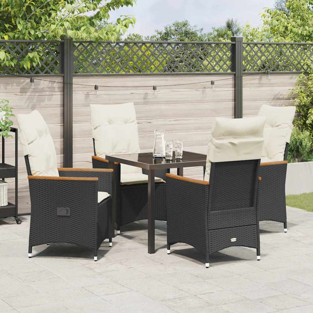 Have Spisebordssæt med pude 5 pcs Sort polyrattan