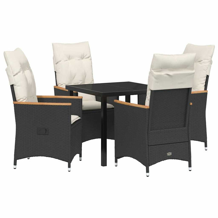 Have Spisebordssæt med pude 5 pcs Sort polyrattan