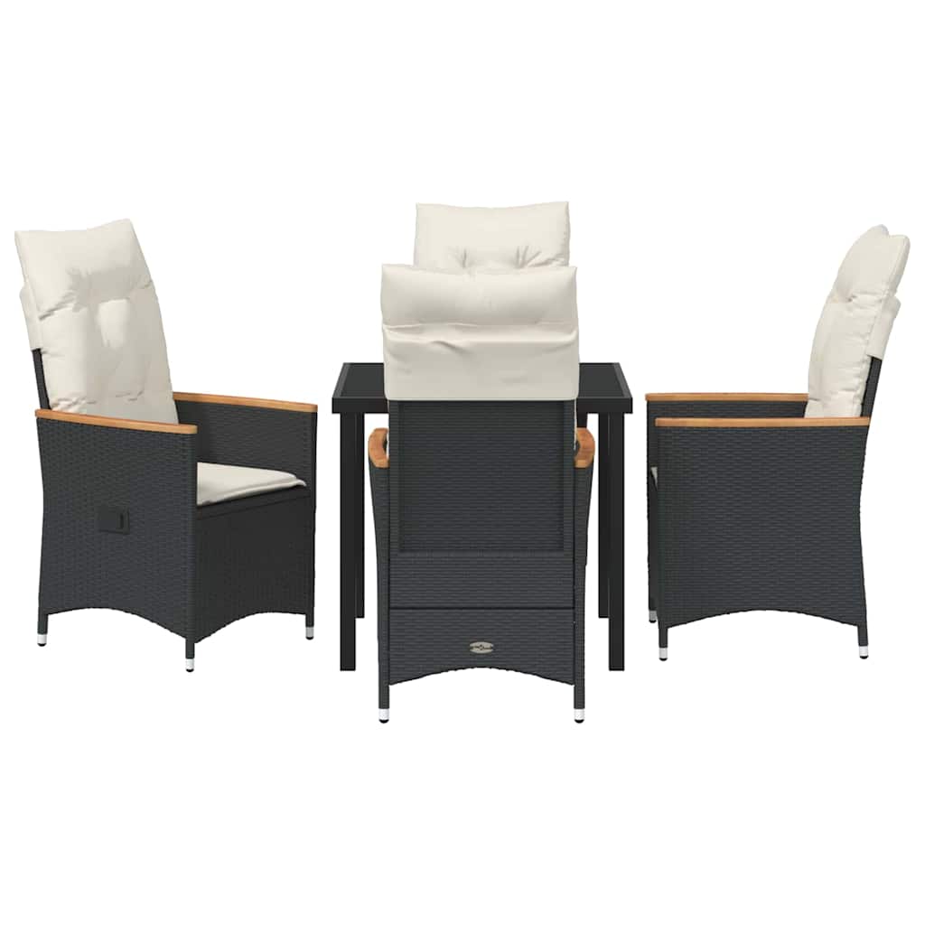 Have Spisebordssæt med pude 5 pcs Sort polyrattan