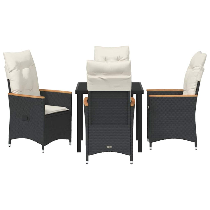 Have Spisebordssæt med pude 5 pcs Sort polyrattan