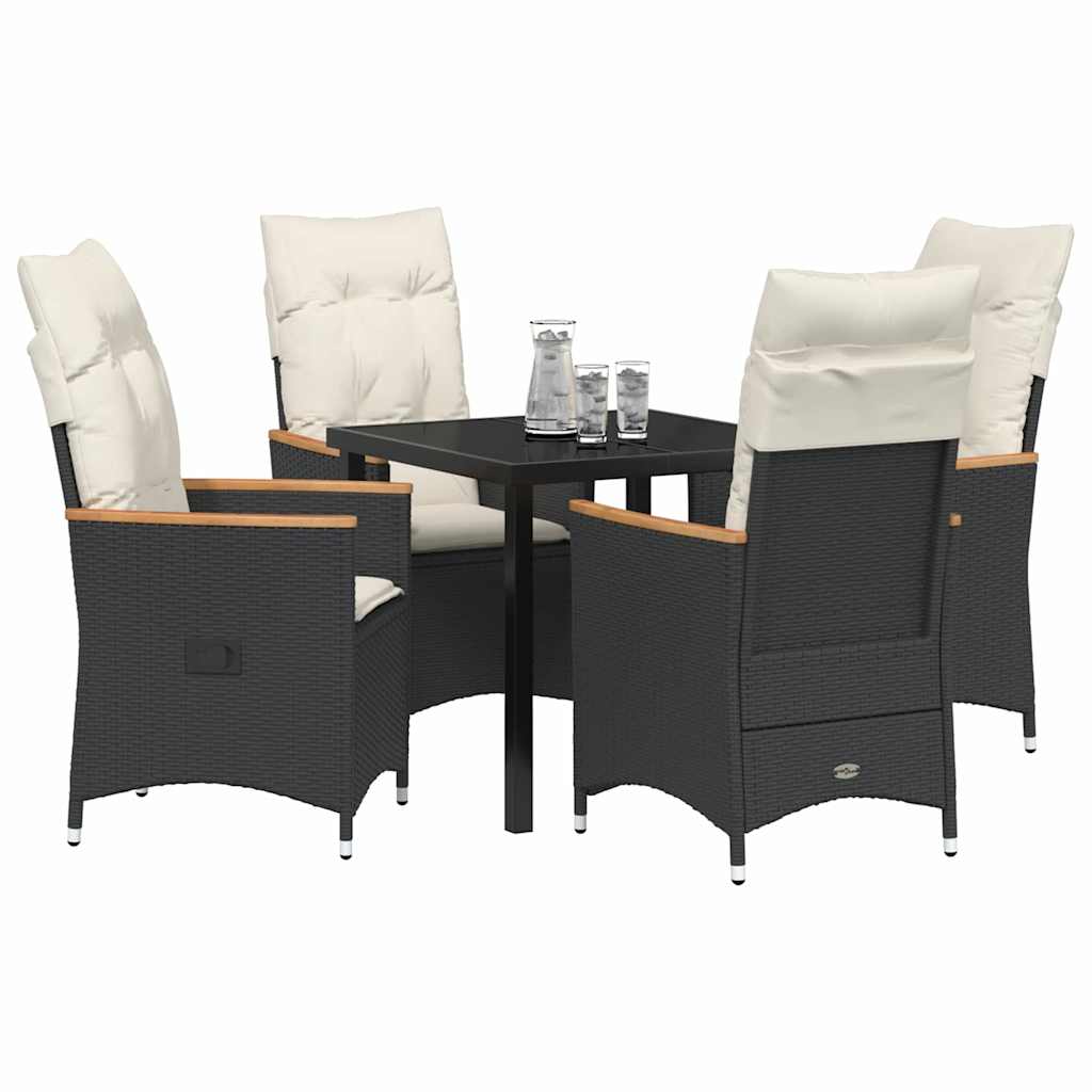 Have Spisebordssæt med pude 5 pcs Sort polyrattan