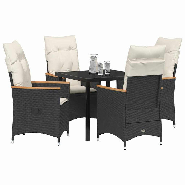 Have Spisebordssæt med pude 5 pcs Sort polyrattan