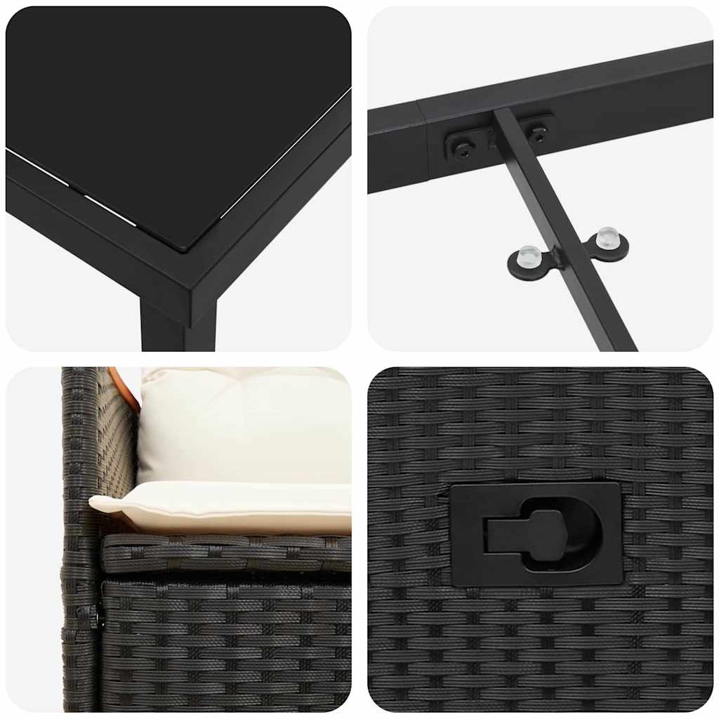 Have Spisebordssæt med pude 5 pcs Sort polyrattan