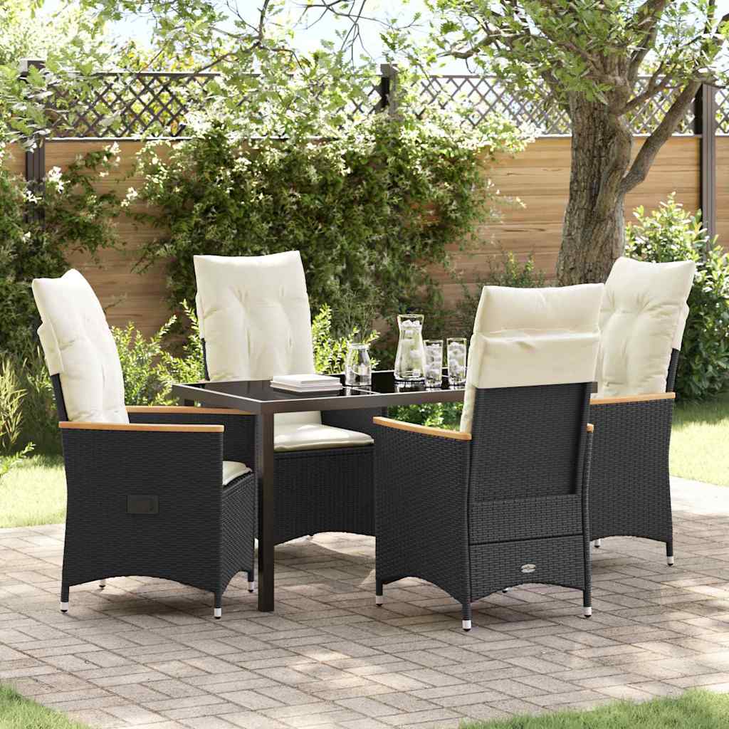 Have Spisebordssæt med pude 5 pcs Sort polyrattan