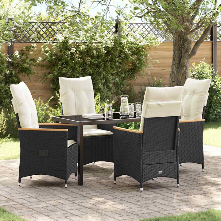 Have Spisebordssæt med pude 5 pcs Sort polyrattan