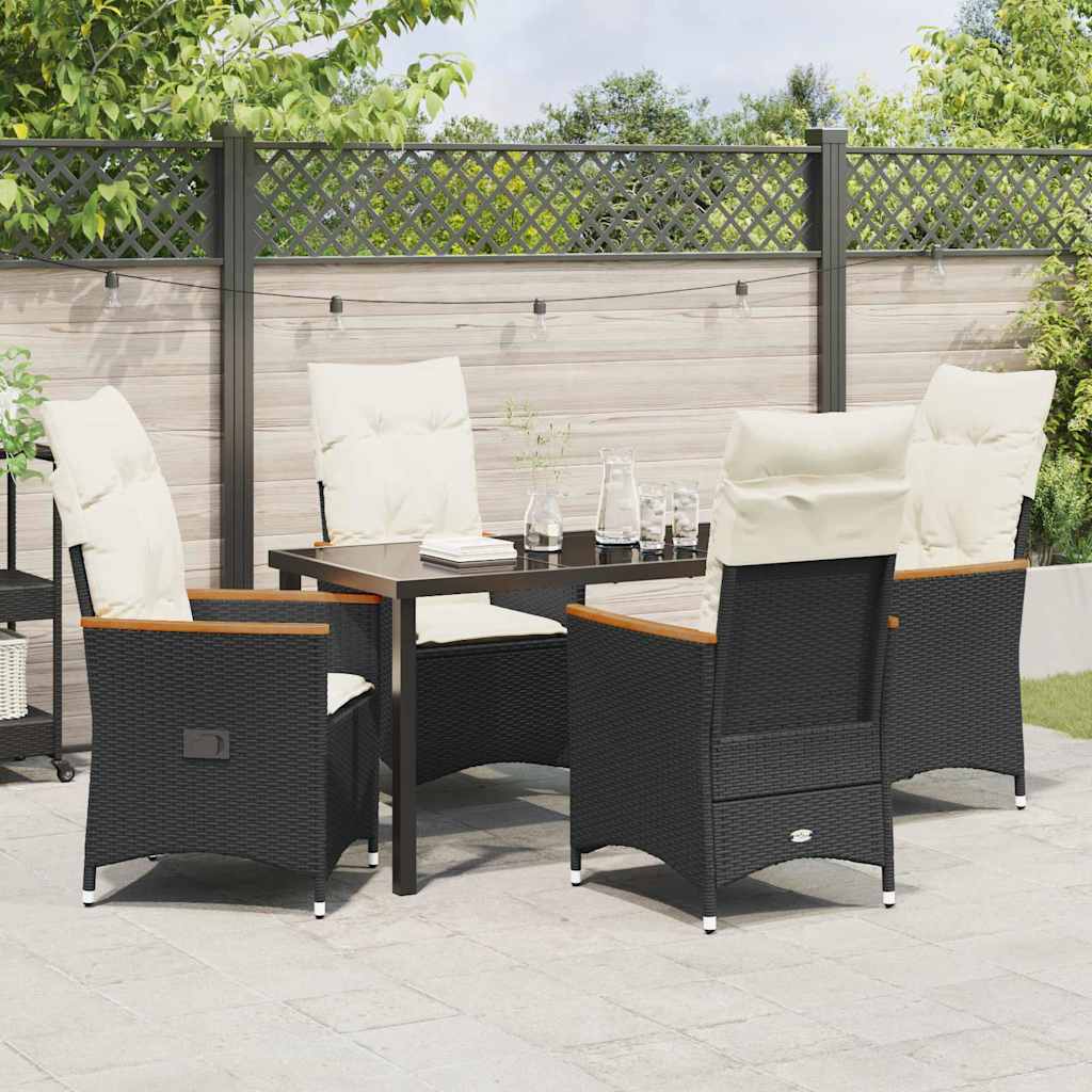 Have Spisebordssæt med pude 5 pcs Sort polyrattan