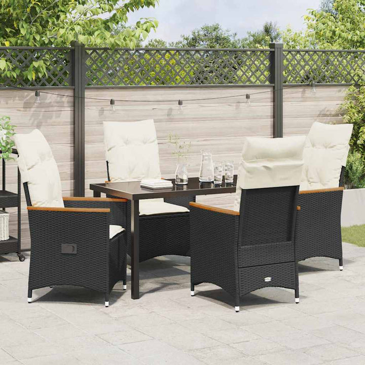 Have Spisebordssæt med pude 5 pcs Sort polyrattan