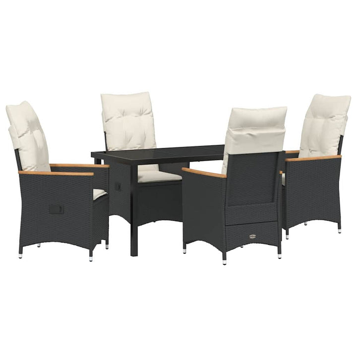 Have Spisebordssæt med pude 5 pcs Sort polyrattan