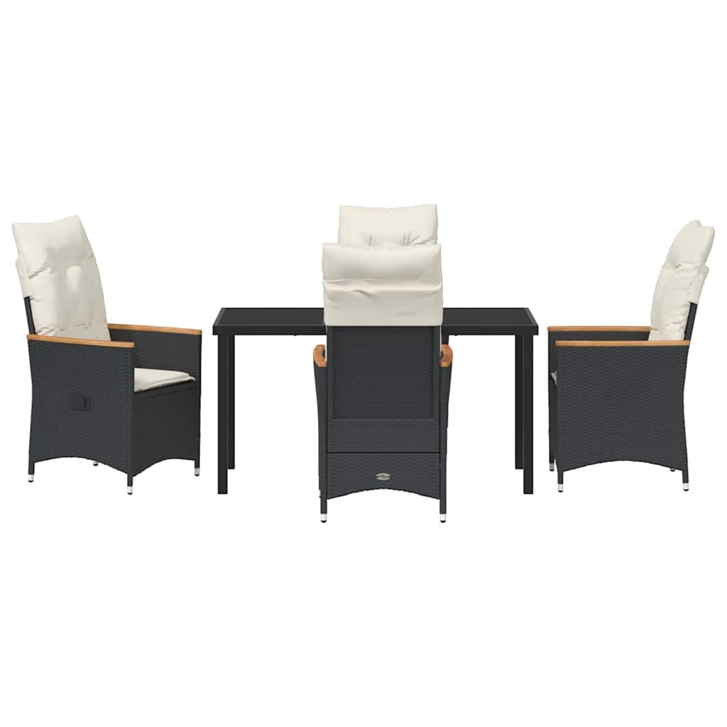 Have Spisebordssæt med pude 5 pcs Sort polyrattan
