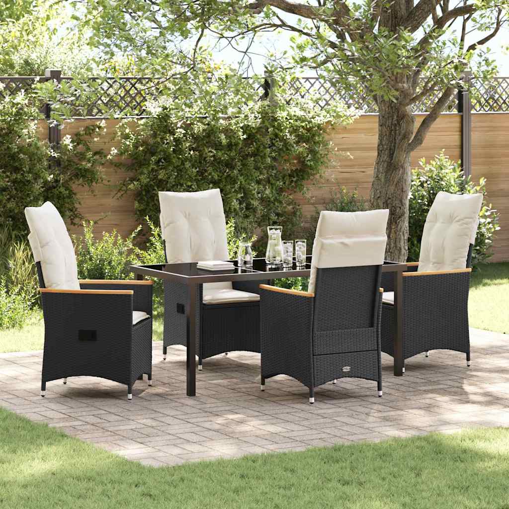 Have Spisebordssæt med pude 5 pcs Sort polyrattan