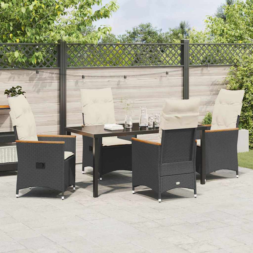 Have Spisebordssæt med pude 5 pcs Sort polyrattan
