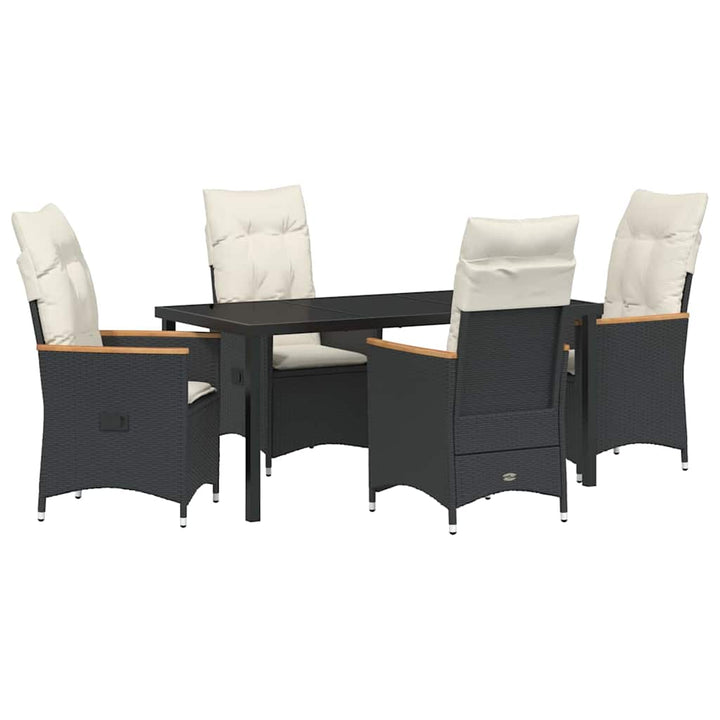 Have Spisebordssæt med pude 5 pcs Sort polyrattan