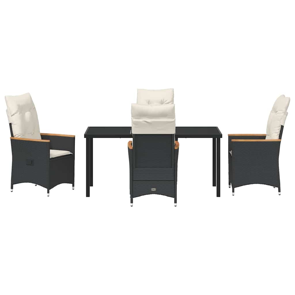 Have Spisebordssæt med pude 5 pcs Sort polyrattan