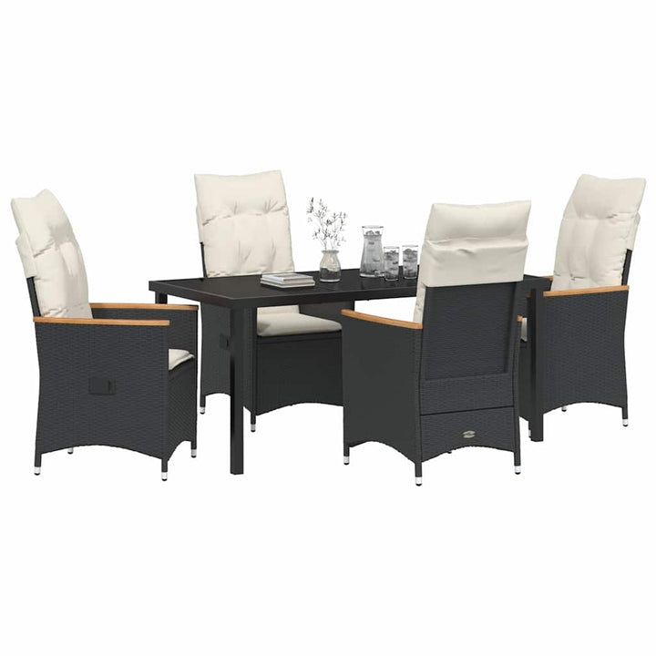 Have Spisebordssæt med pude 5 pcs Sort polyrattan