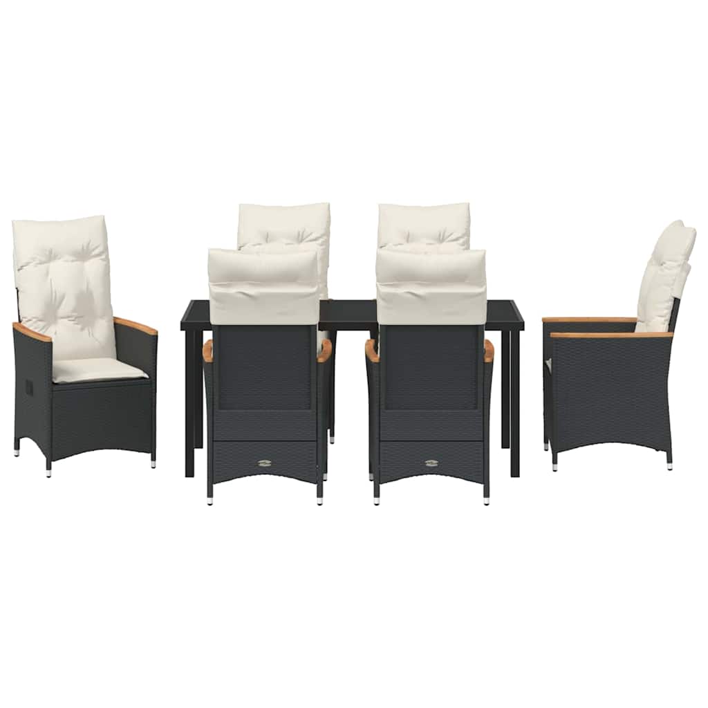 Have Spisebordssæt med pude 7 pcs Sort polyrattan