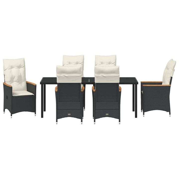 Have Spisebordssæt med pude 7 pcs Sort polyrattan