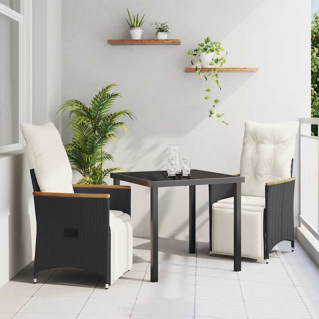 Have Spisebordssæt med pude 3 pcs Sort polyrattan