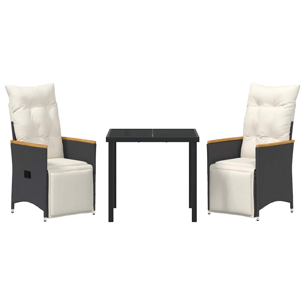 Have Spisebordssæt med pude 3 pcs Sort polyrattan