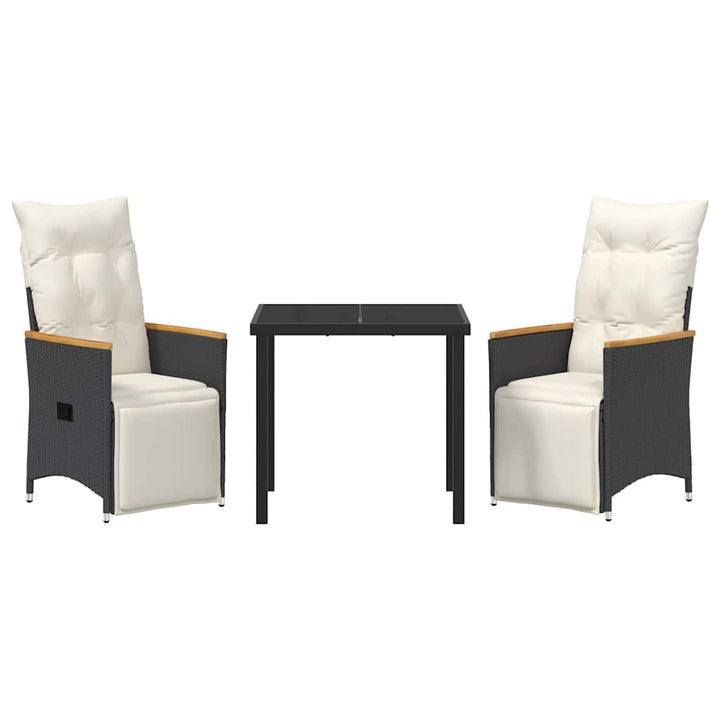 Have Spisebordssæt med pude 3 pcs Sort polyrattan