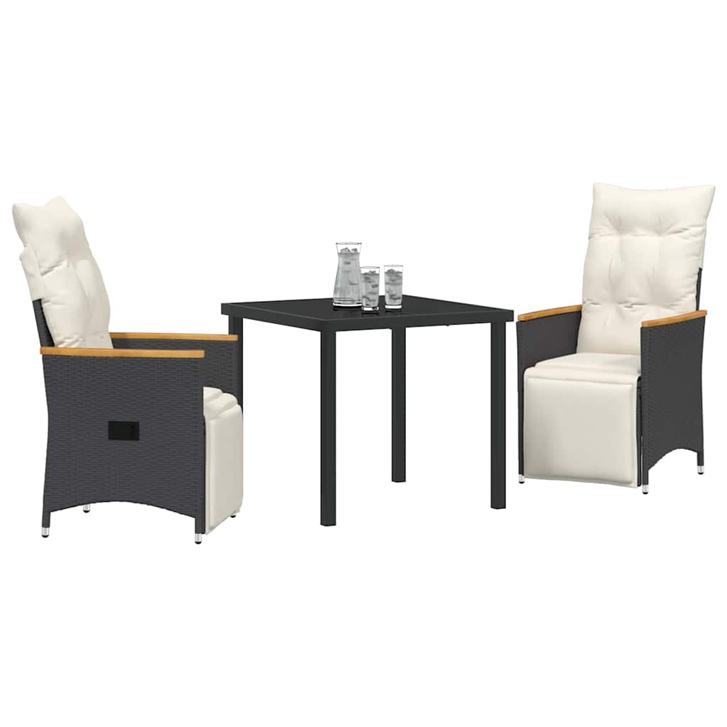 Have Spisebordssæt med pude 3 pcs Sort polyrattan