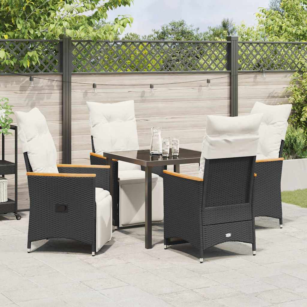 Have Spisebordssæt med pude 5 pcs Sort polyrattan