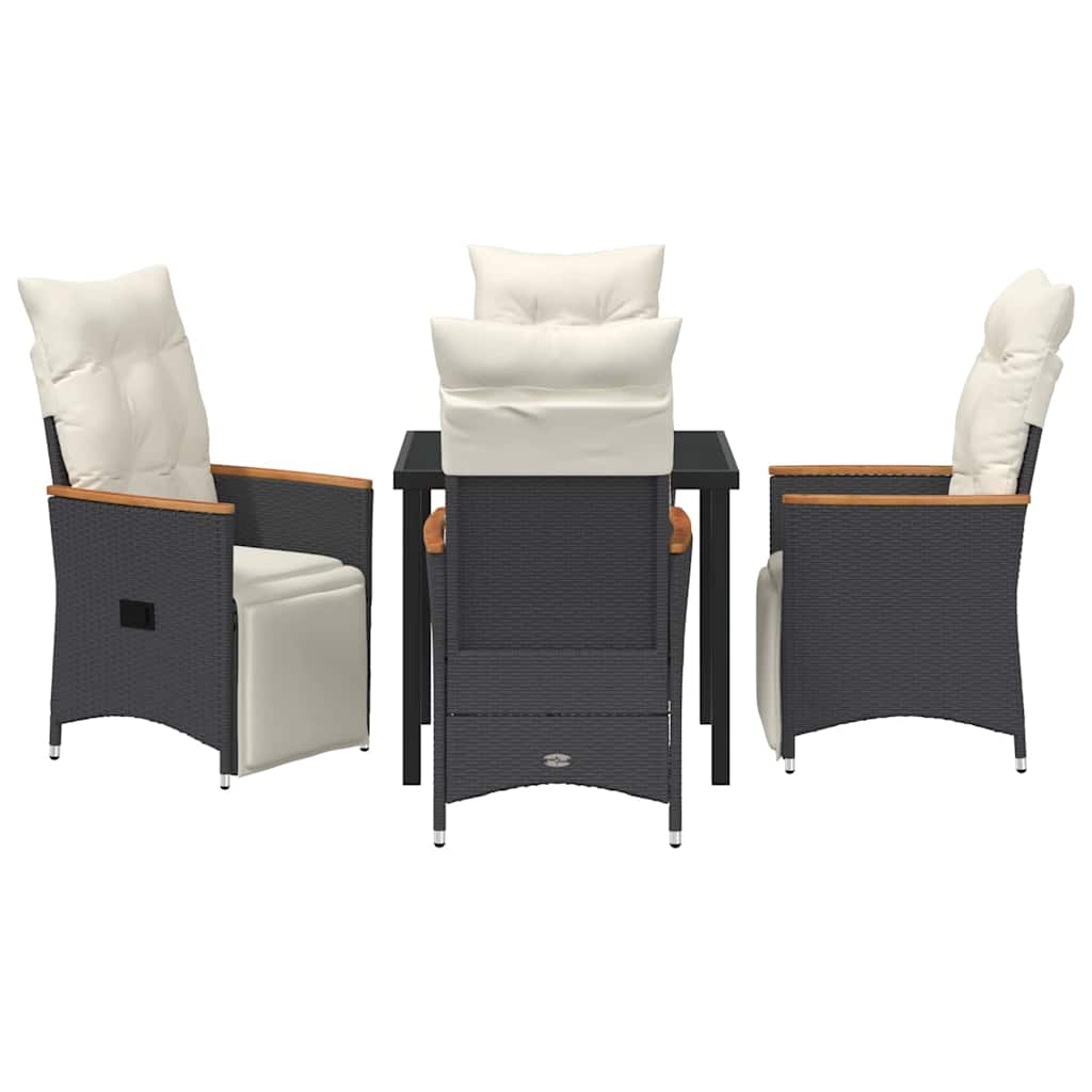 Have Spisebordssæt med pude 5 pcs Sort polyrattan