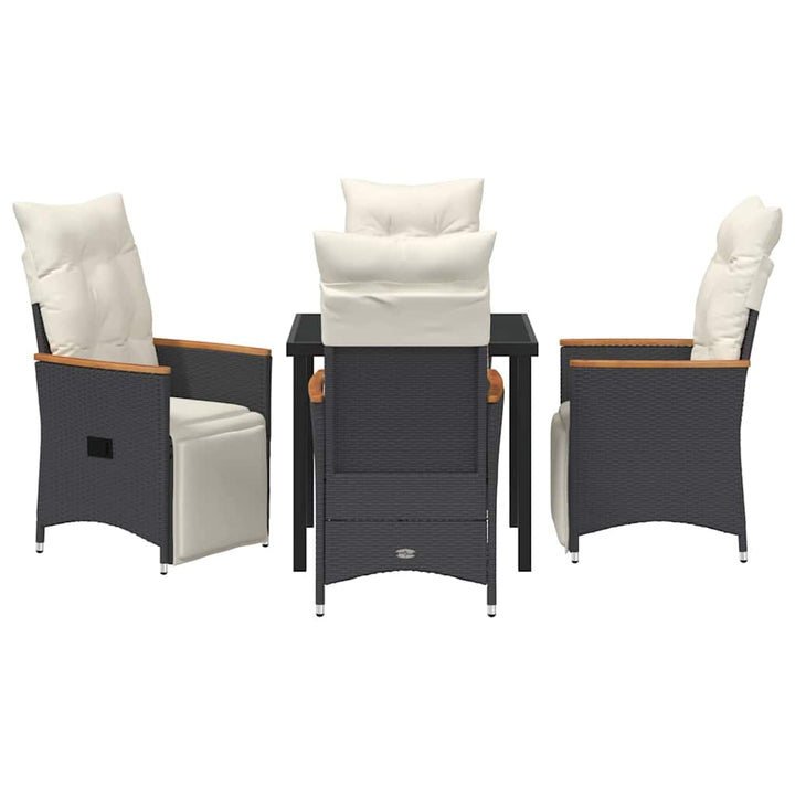 Have Spisebordssæt med pude 5 pcs Sort polyrattan