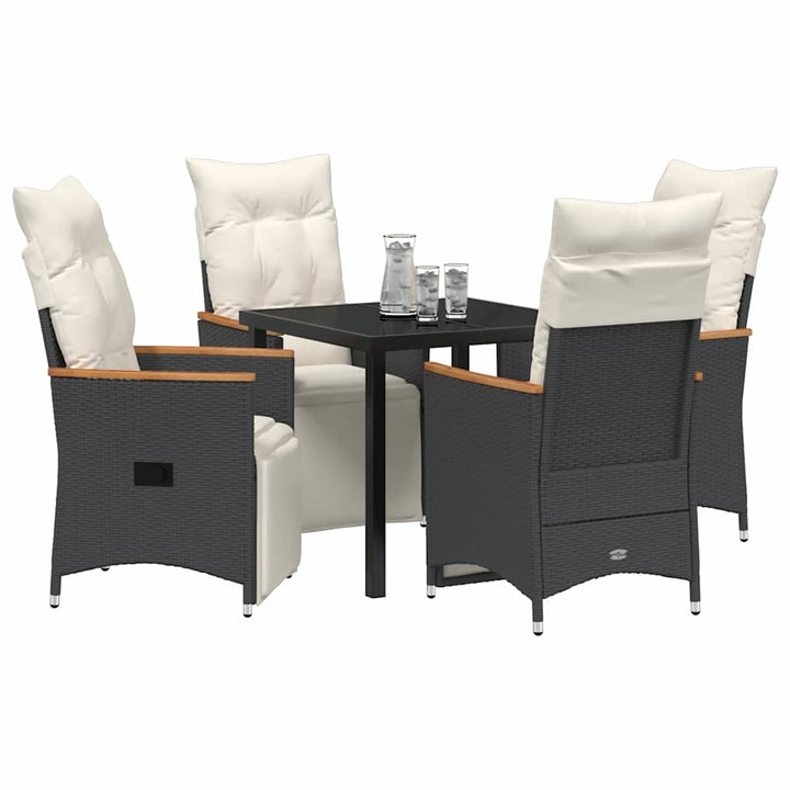 Have Spisebordssæt med pude 5 pcs Sort polyrattan