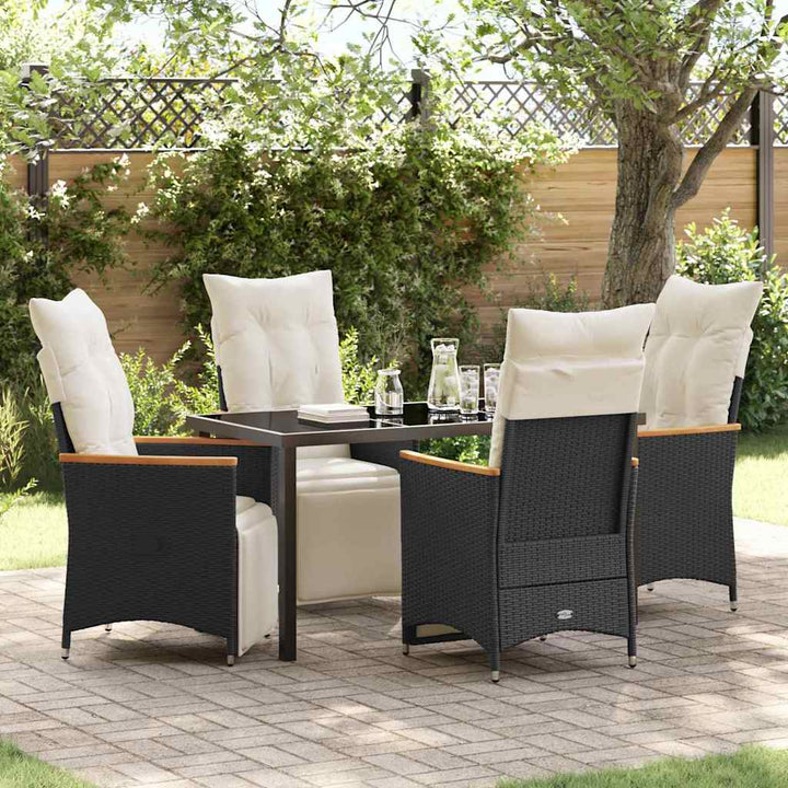 Have Spisebordssæt med pude 5 pcs Sort polyrattan