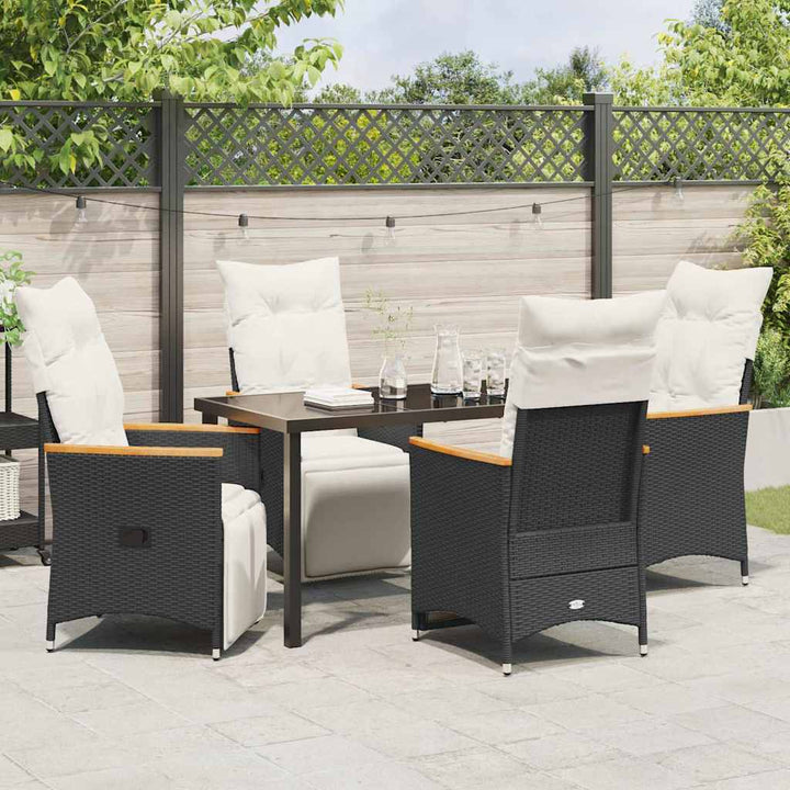 Have Spisebordssæt med pude 5 pcs Sort polyrattan
