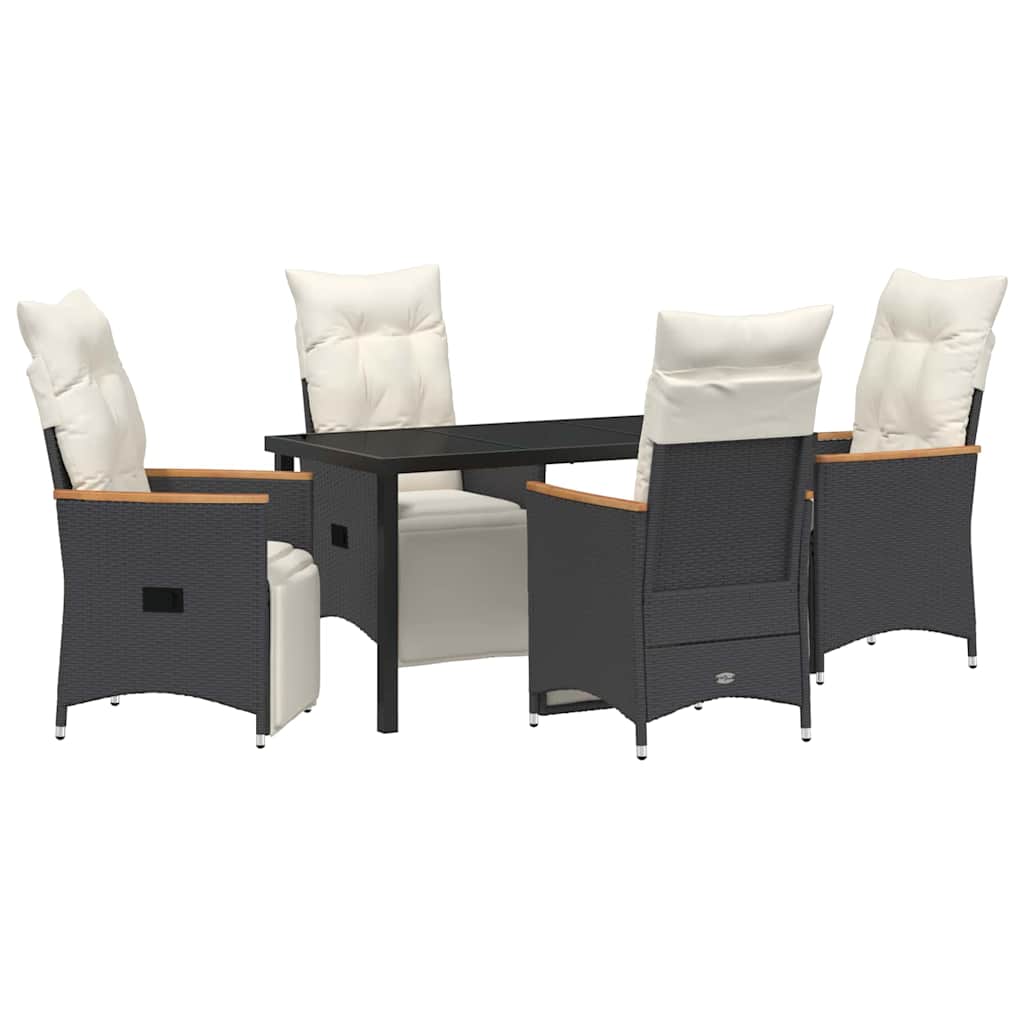 Have Spisebordssæt med pude 5 pcs Sort polyrattan