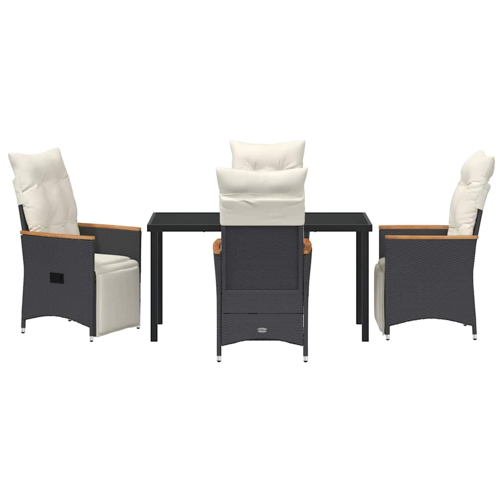 Have Spisebordssæt med pude 5 pcs Sort polyrattan