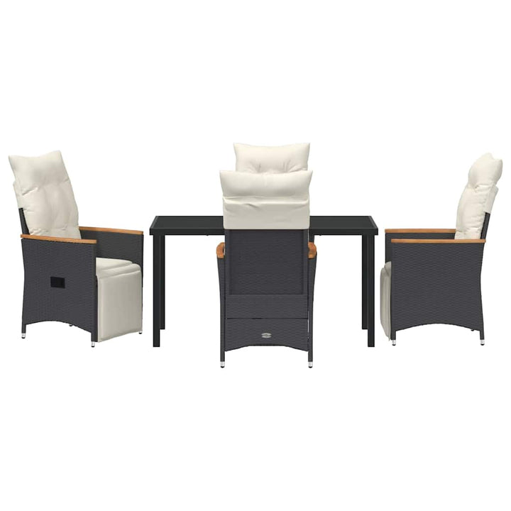 Have Spisebordssæt med pude 5 pcs Sort polyrattan