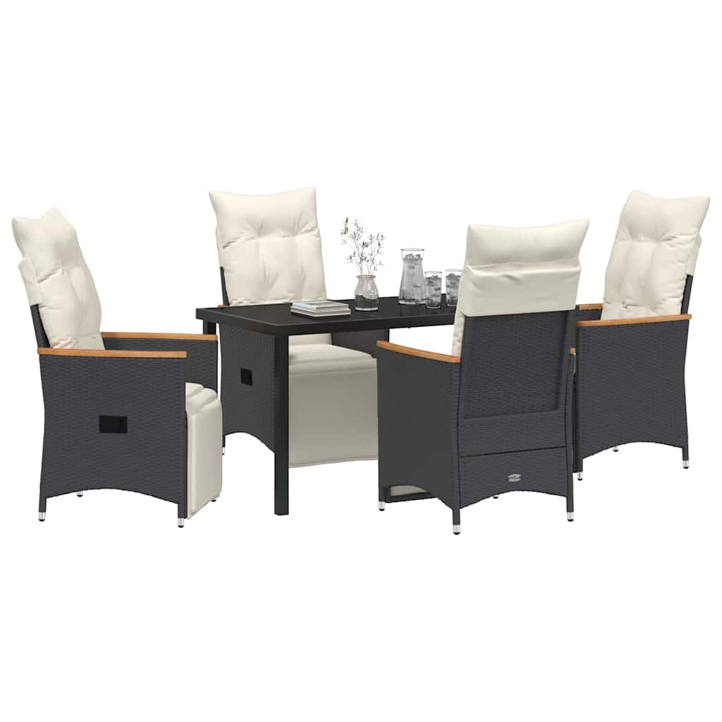 Have Spisebordssæt med pude 5 pcs Sort polyrattan
