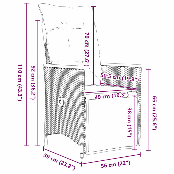 Have Spisebordssæt med pude 5 pcs Sort polyrattan