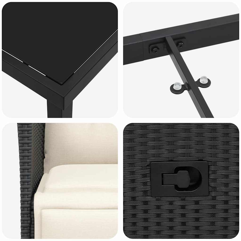 Have Spisebordssæt med pude 5 pcs Sort polyrattan