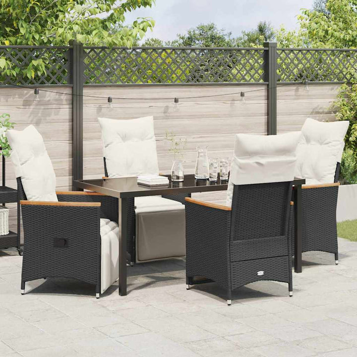 Have Spisebordssæt med pude 5 pcs Sort polyrattan
