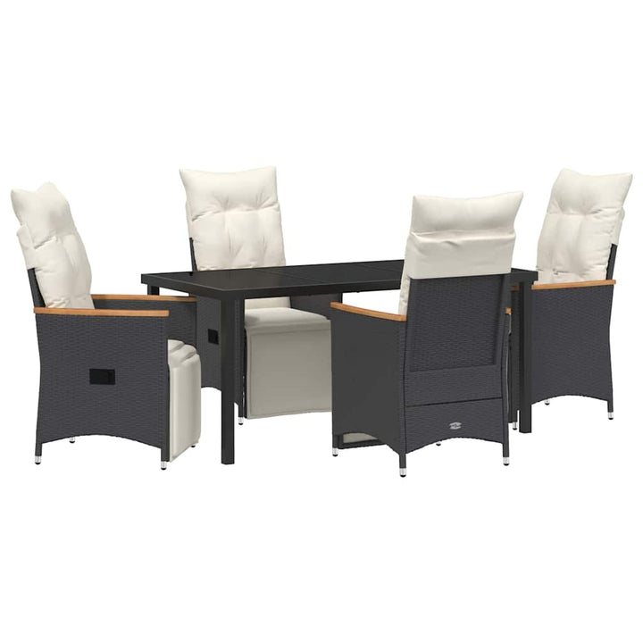 Have Spisebordssæt med pude 5 pcs Sort polyrattan