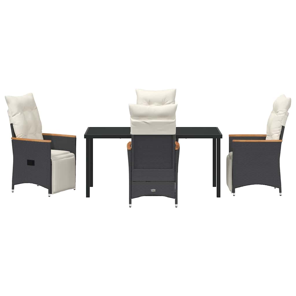 Have Spisebordssæt med pude 5 pcs Sort polyrattan