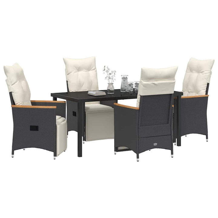 Have Spisebordssæt med pude 5 pcs Sort polyrattan