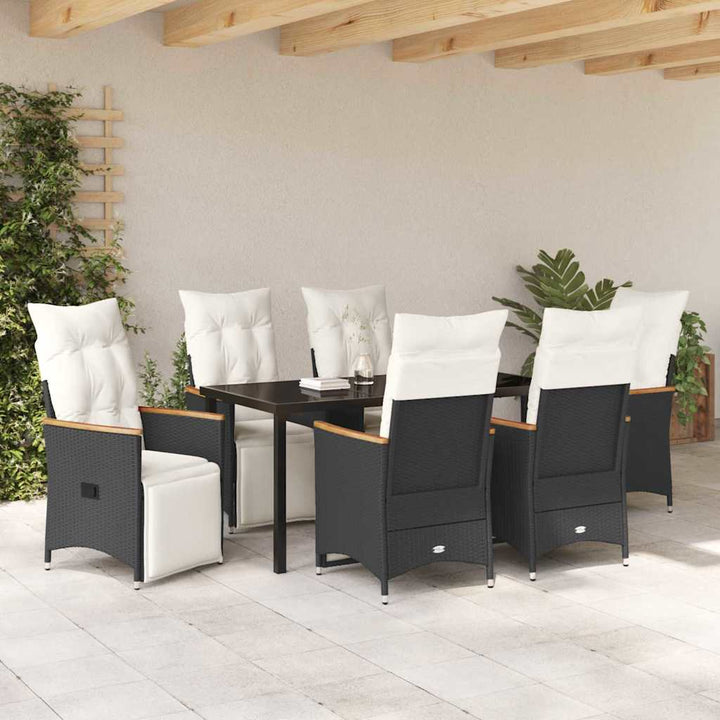 Have Spisebordssæt med pude 7 pcs Sort polyrattan