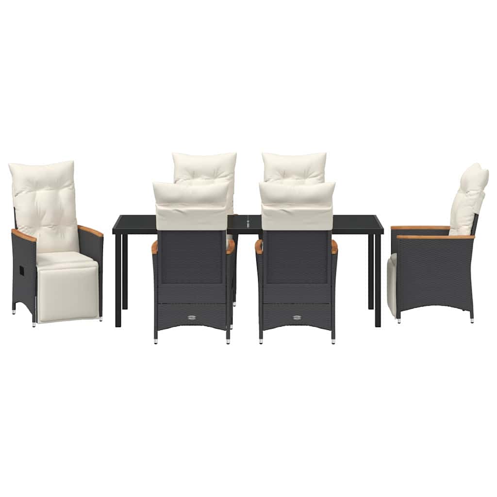 Have Spisebordssæt med pude 7 pcs Sort polyrattan