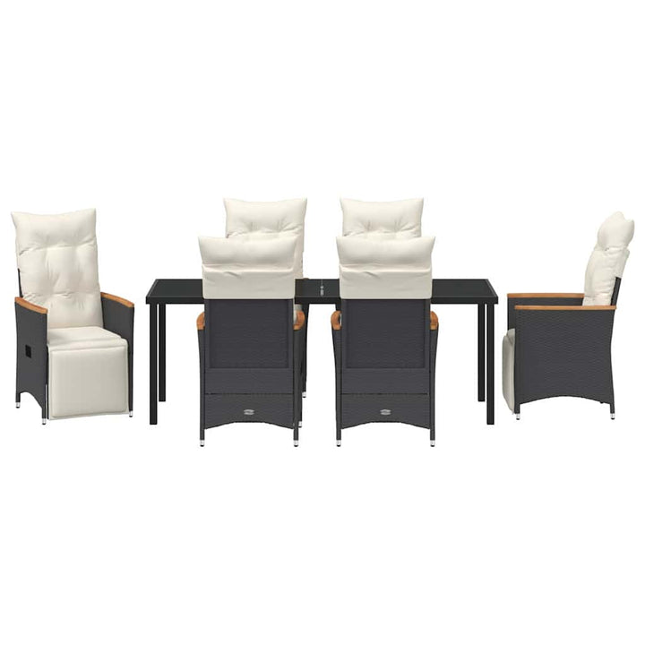 Have Spisebordssæt med pude 7 pcs Sort polyrattan