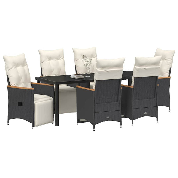 Have Spisebordssæt med pude 7 pcs Sort polyrattan