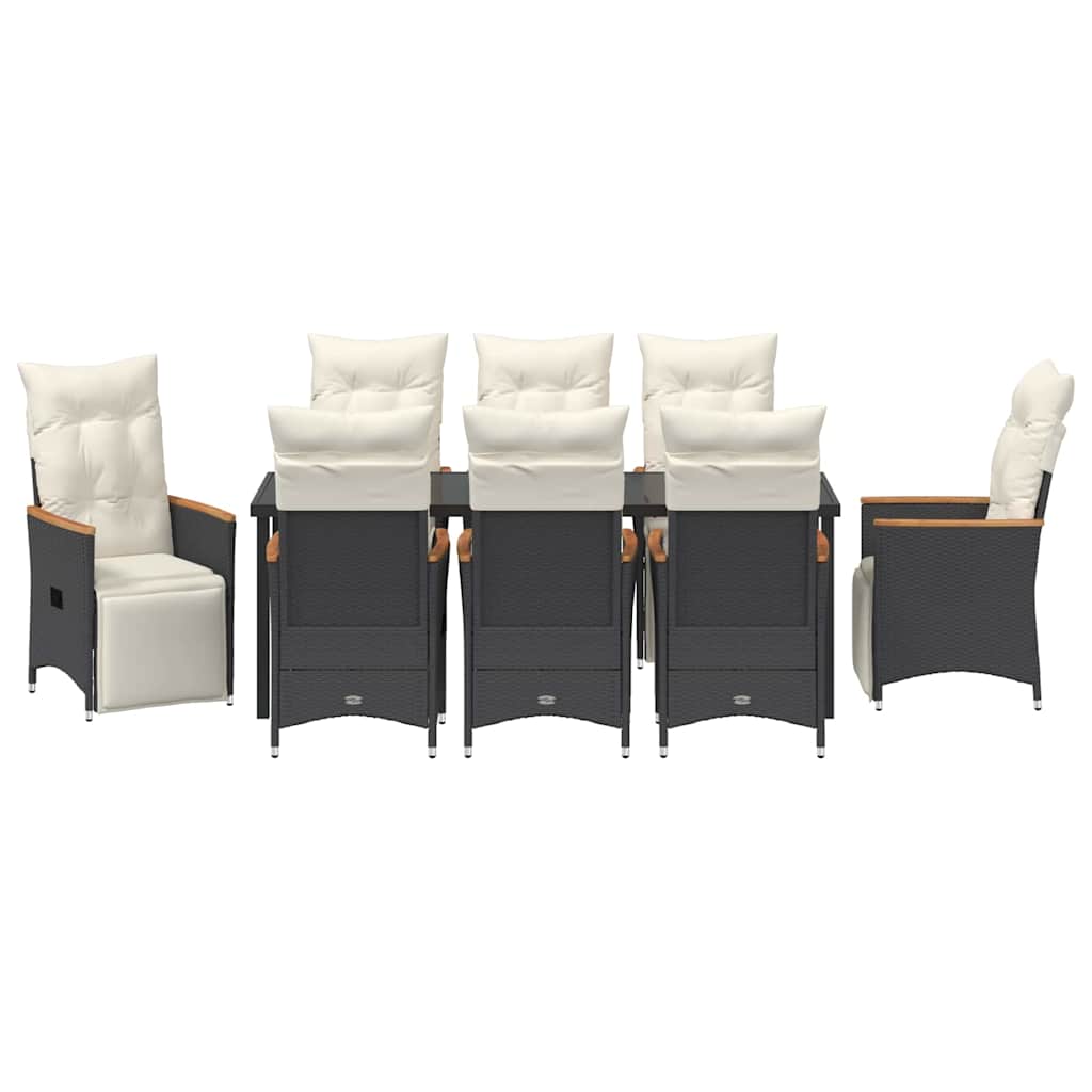 Have Spisebordssæt med pude 9 pcs Sort polyrattan