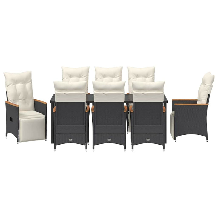Have Spisebordssæt med pude 9 pcs Sort polyrattan