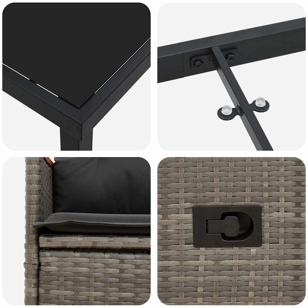 Have Spisebordssæt med pude 5 pcs Grå polyrattan